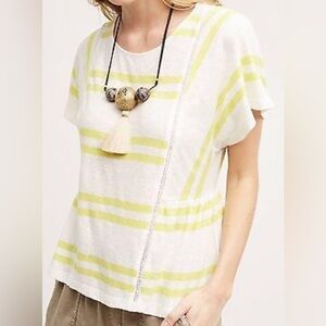 Anthropologie 9-H15 STCL Yellow HITCH STRIPE TEE Shirt​